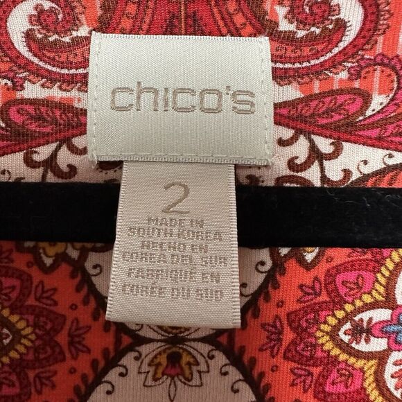 2/$30 Chicos Paisley Tunic Top Size L Colorful Boho Hippie Western Stretch - Picture 5 of 11